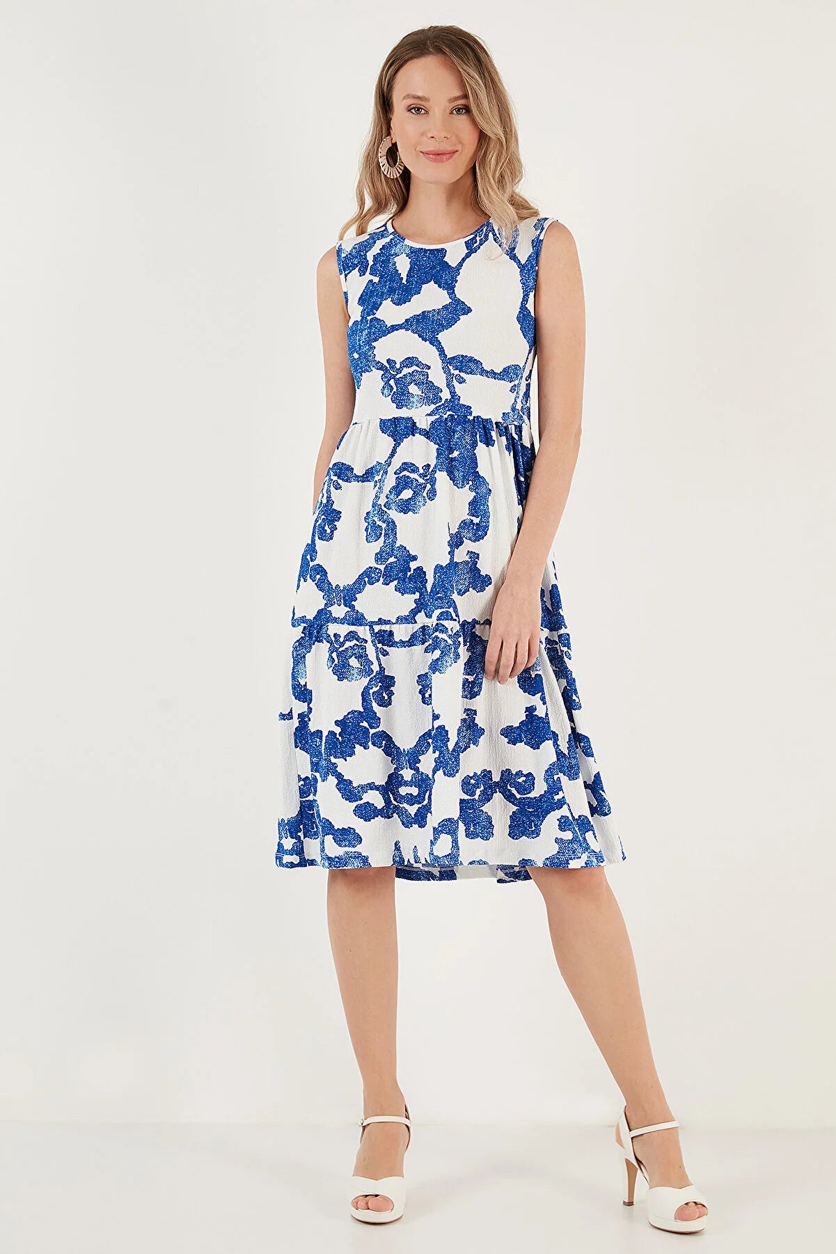 Women's Patterned Sleeveless Midi Dress