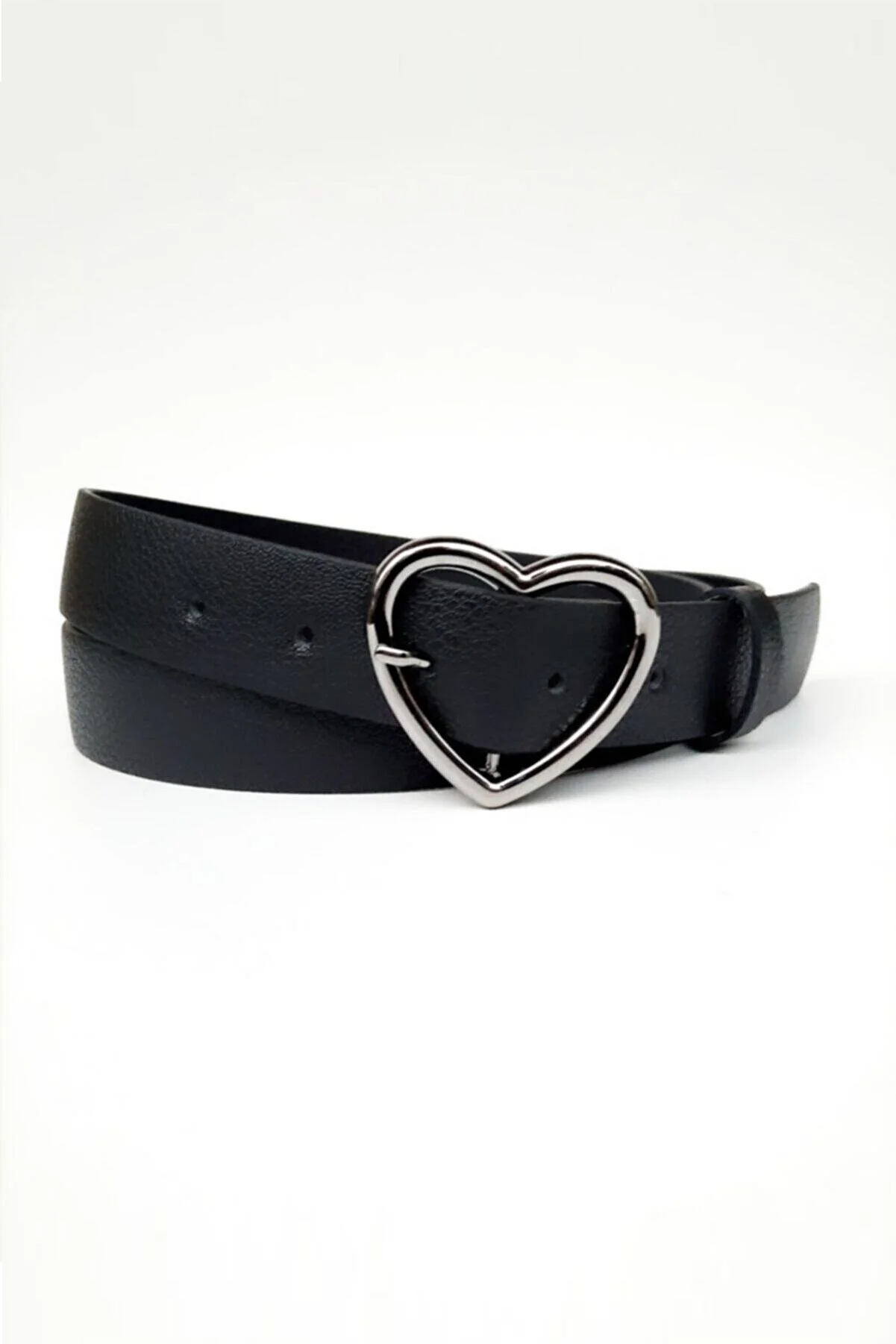 Women’s Black Belt with Heart-Shaped Buckle