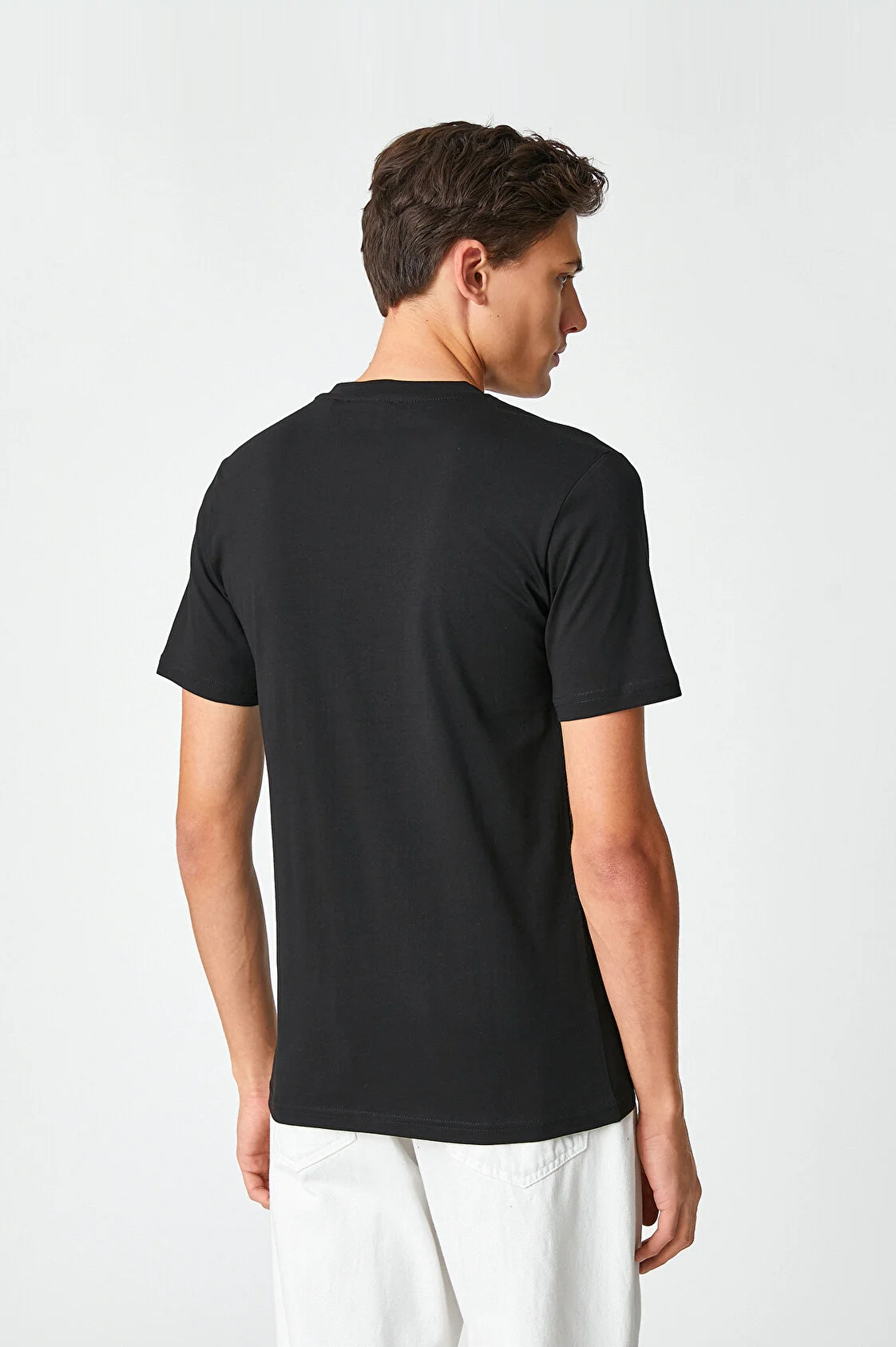 Men’s Black Detailed Crew Neck Short Sleeve Black T-Shirt