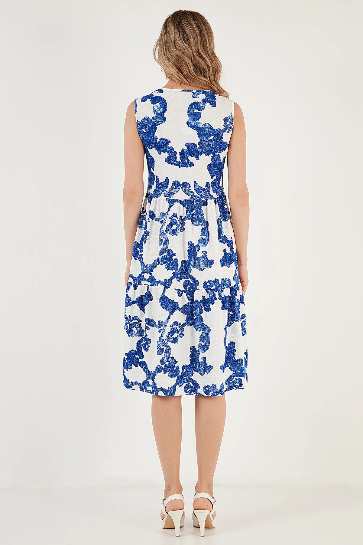 Women's Patterned Sleeveless Midi Dress