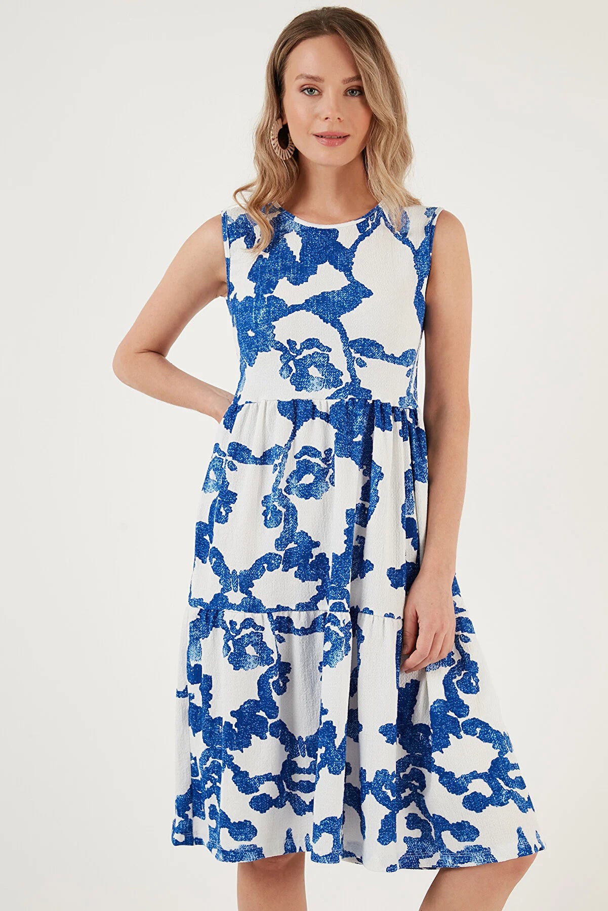 Women's Patterned Sleeveless Midi Dress