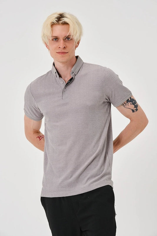 Men's Gray Blue Polo Shirt