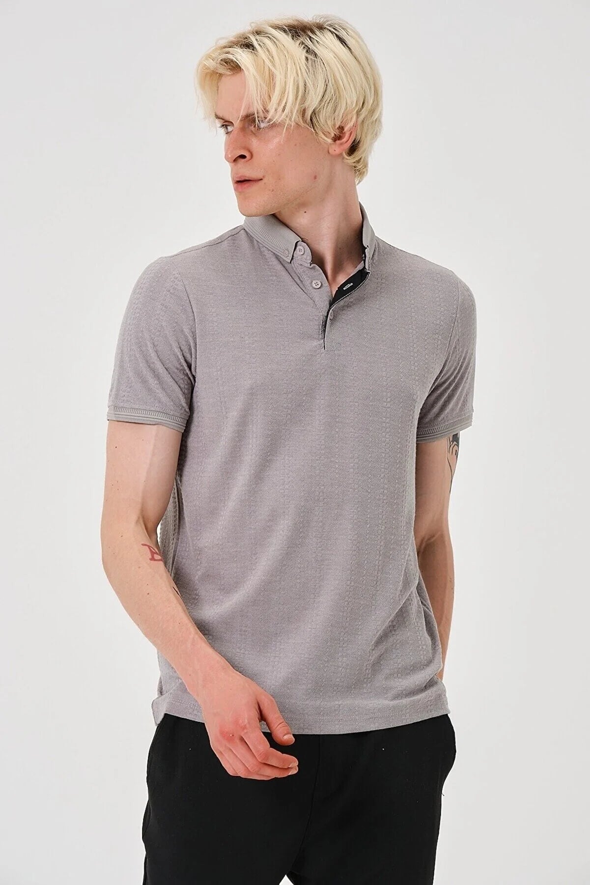 Men's Gray Blue Polo Shirt