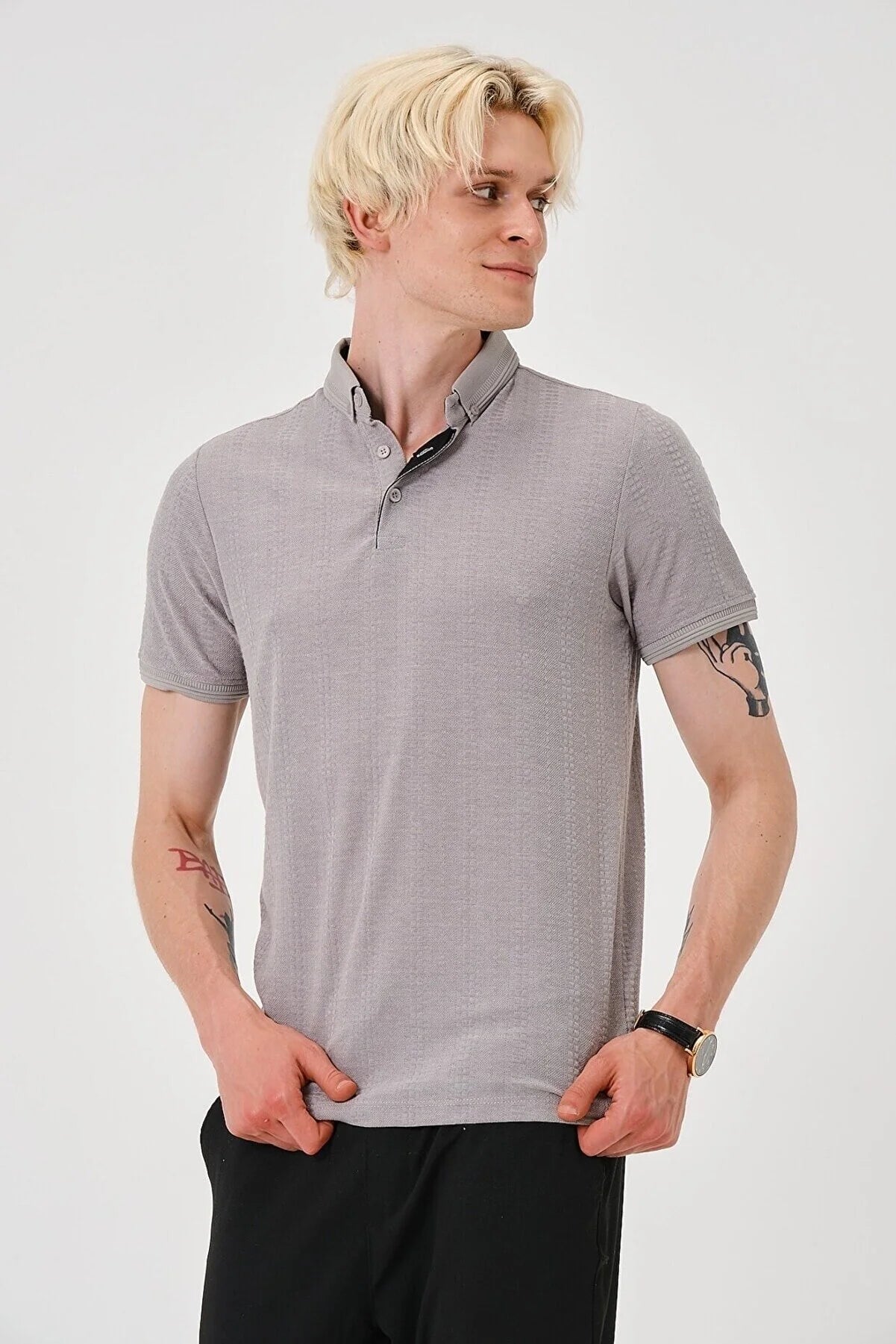 Men's Gray Blue Polo Shirt