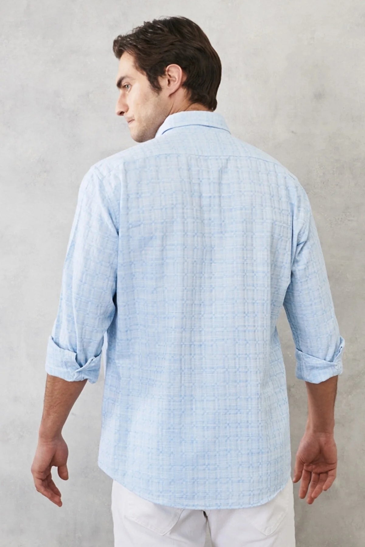 Men’s Light Blue Buttoned Comfort Fit 100% Cotton Shirt