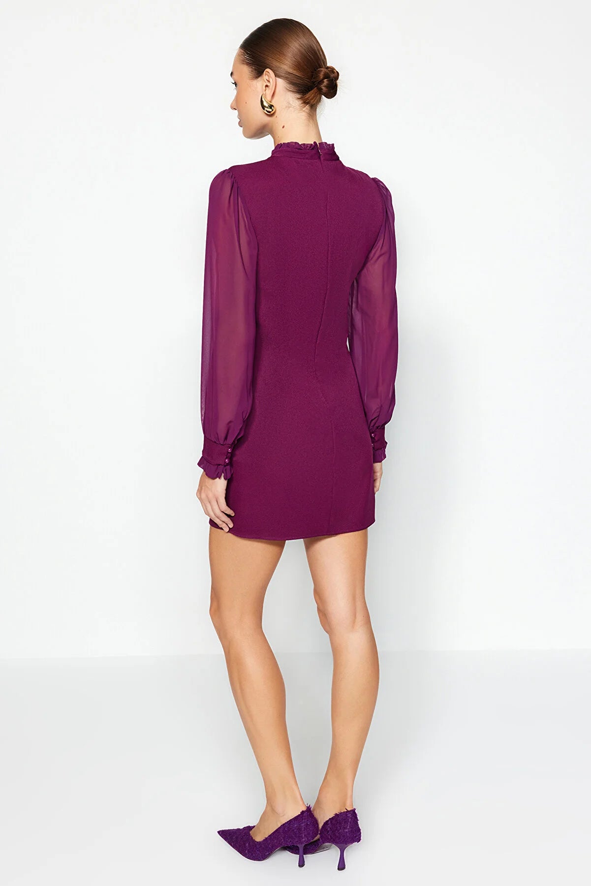 Women's Purple Oversized Straight-Cut Mini Length Dress