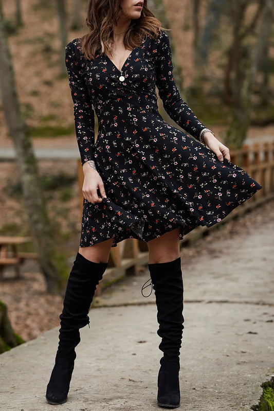 Women's V-Neck Floral Print Dress