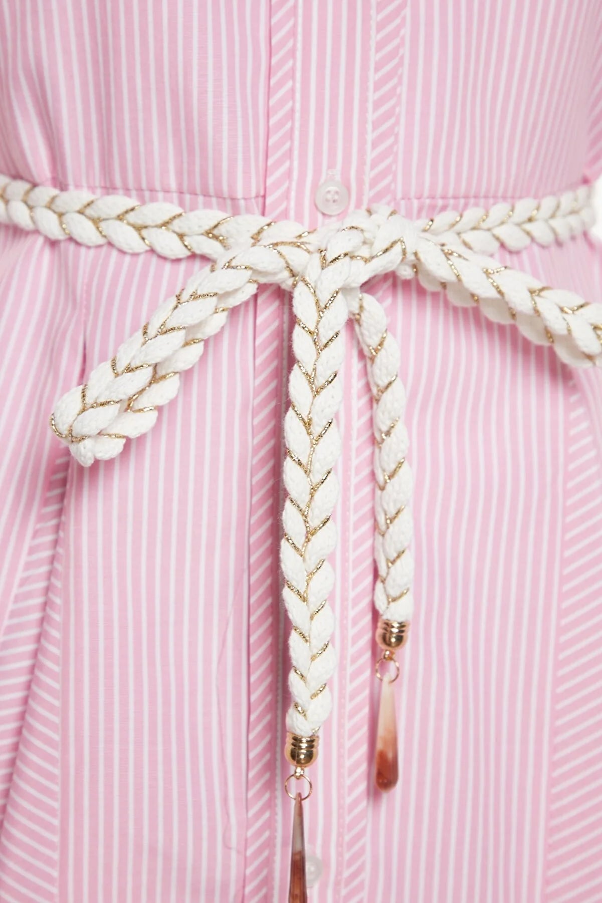 Women's Pink Striped Belted Mini Dress