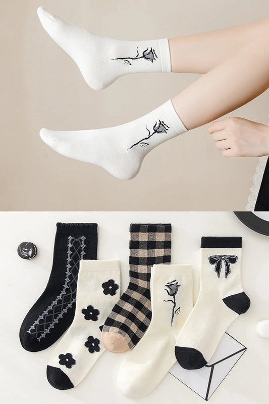 Women's Mid-Length Patterned Socks (5 pairs)