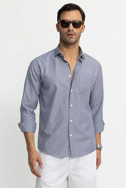 Men’s Buttoned Classic Fit Gray Shirt