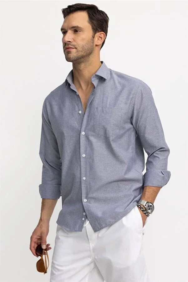 Men’s Buttoned Classic Fit Gray Shirt