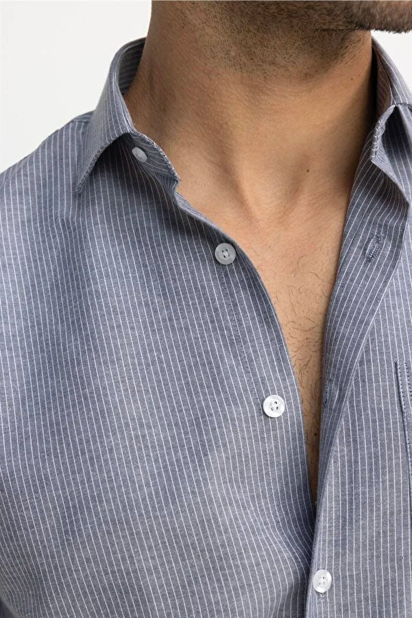 Men’s Buttoned Classic Fit Gray Shirt