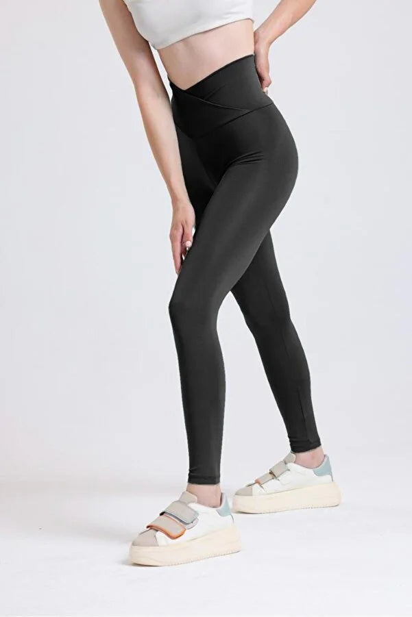 Women's Cross Belt Wrapper High-Waist Slim-Fit Leggings