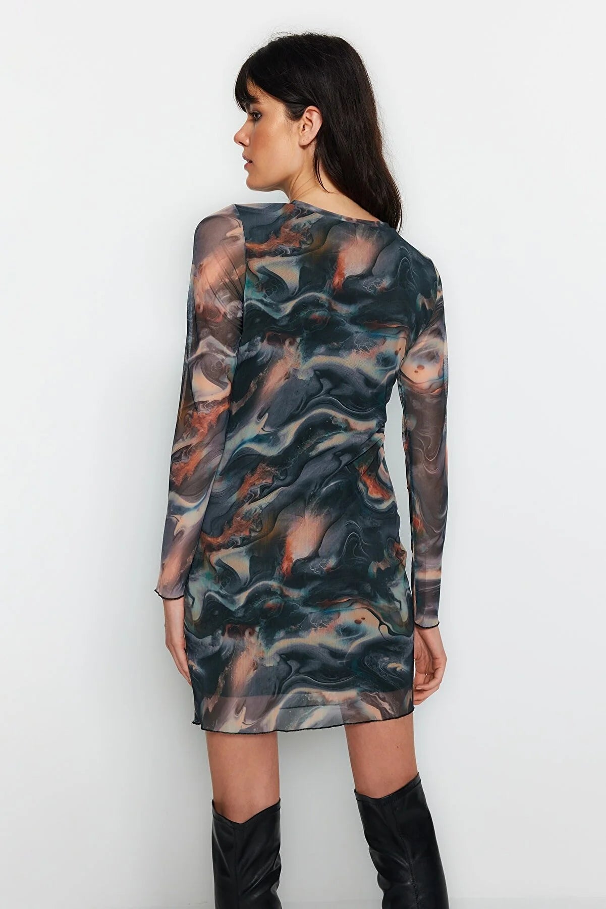 Women's Crew-Neck Detailed Mini Dress