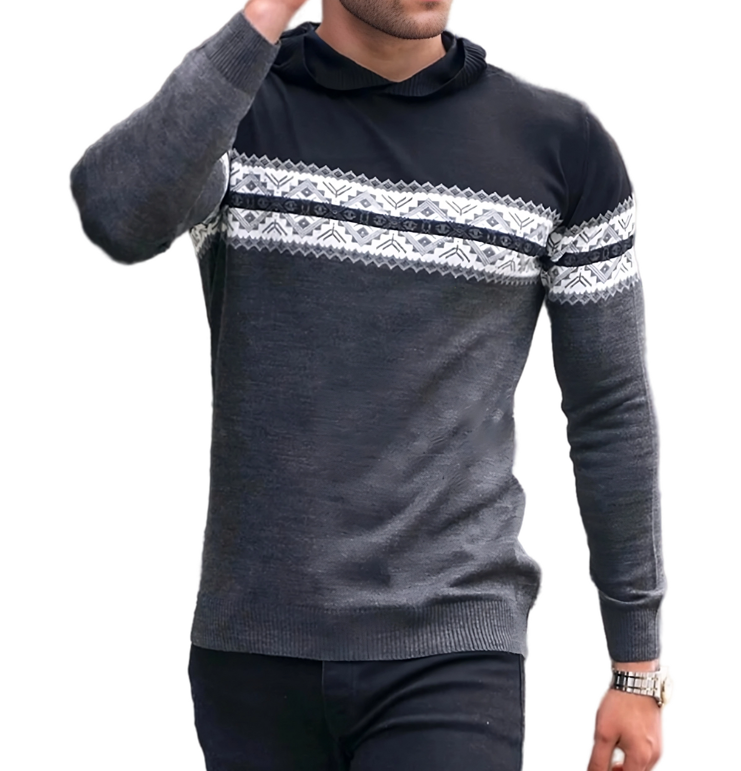 Men's Black Hooded Sweater