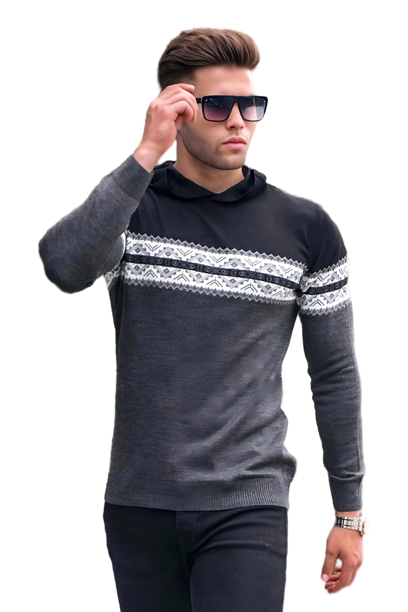 Men's Black Hooded Sweater